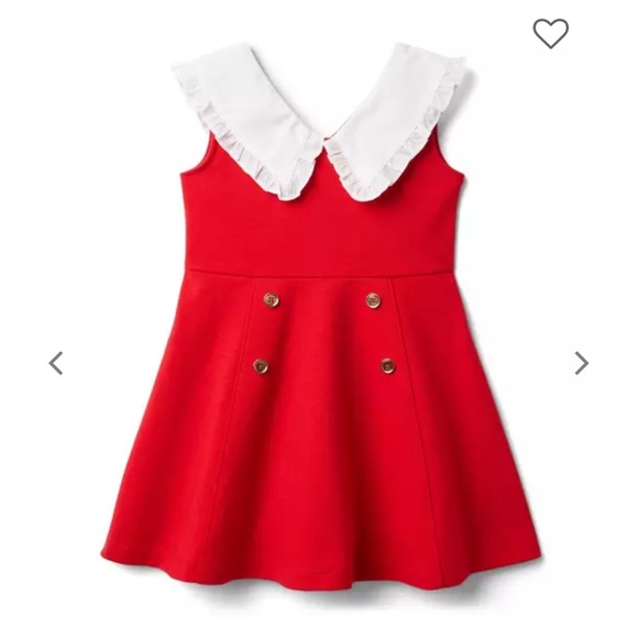 Janie and Jack Toddler Girl Red Ruffle Collar Ponte Dress 5T NWT - Picture 5 of 8